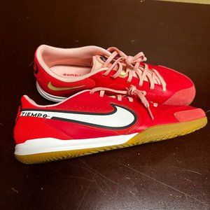 Nike Tiempo Indoor Soccer Shoes Red White Gold